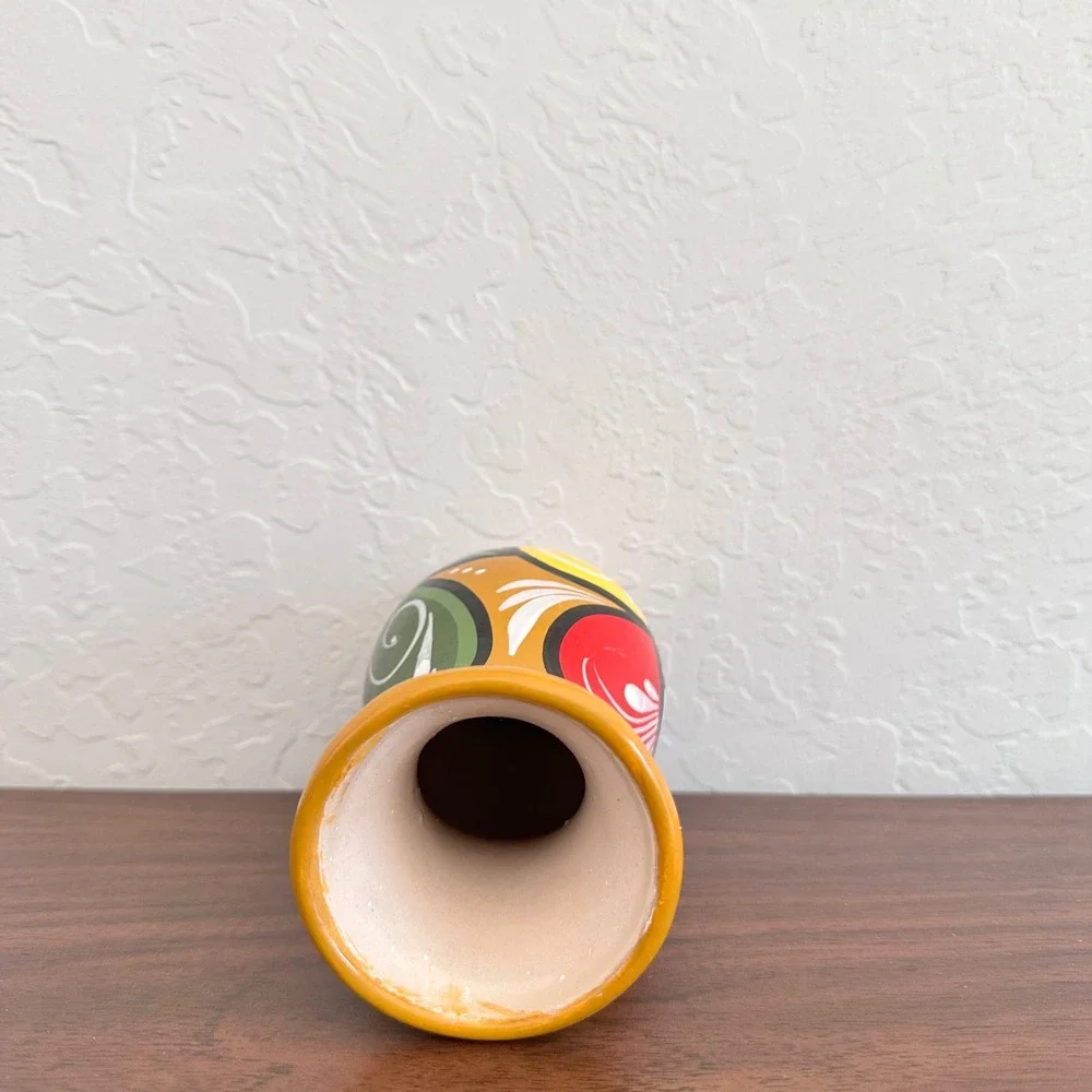 Vintage Handpainted Ceramic Talavera Vase Mexican Folk‎ Art Pottery Sunflower